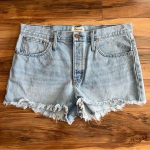 Madewell Light Blue Frayed Jean Shorts